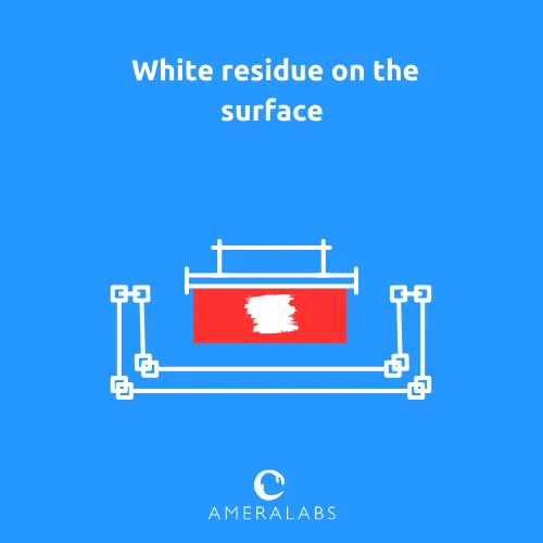 White residue on the surface. There are white spots on the surface of the model, most often in recessed areas.