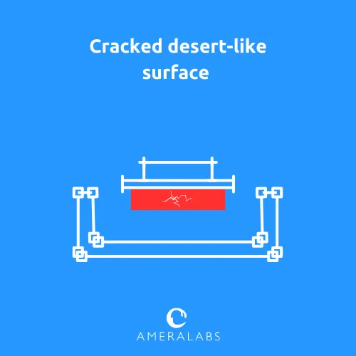 Cracked desert-like surface. A model has surface cracks that are noticeable after cleaning.