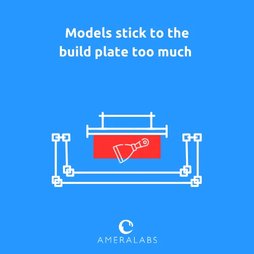 Models stick to the build plate too much. It is difficult to remove models from the build plate without breaking them.