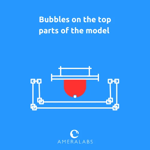 Bubbles on the top parts of the model. Small bubble-like dents on the topmost parts of models, occurring randomly with different printers, models, and resins.