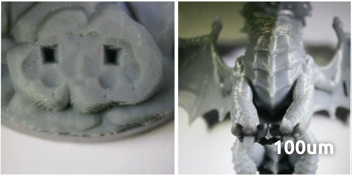 a miniature printed at 100μm layer height.