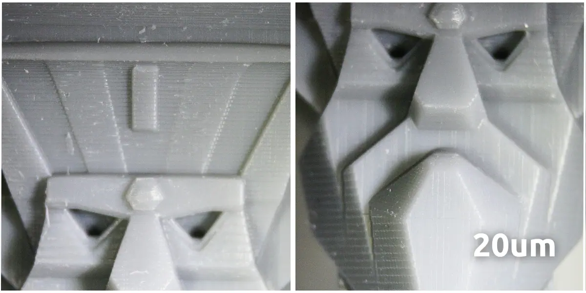 Flat surfaces at 20μm layer height for resin 3D printing