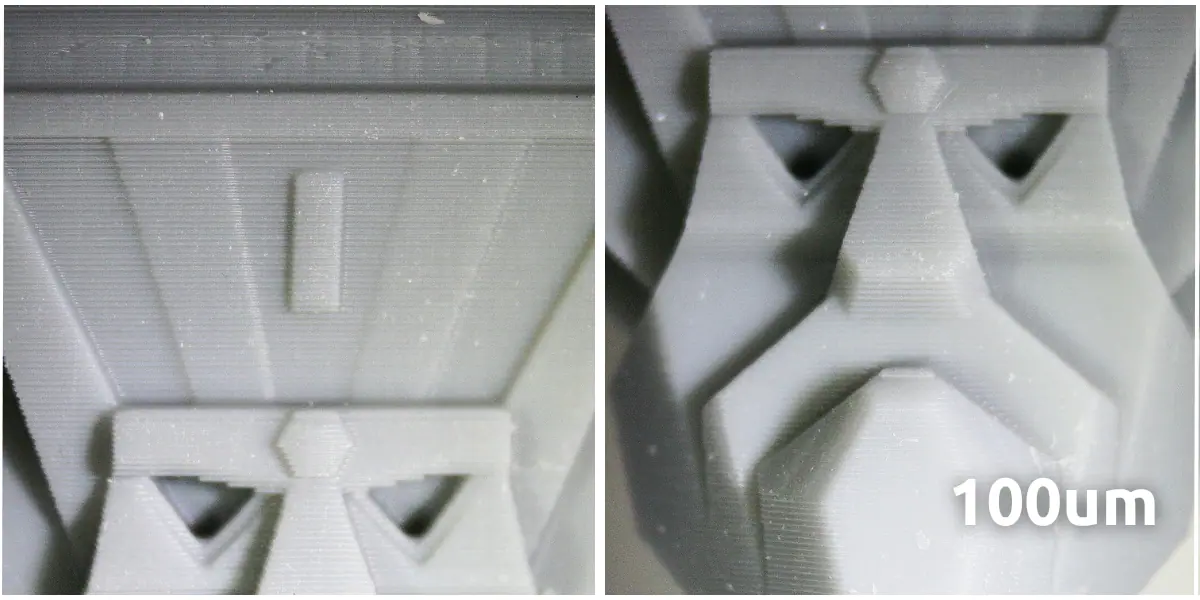 Flat surfaces at 100μm layer height for resin 3D printing