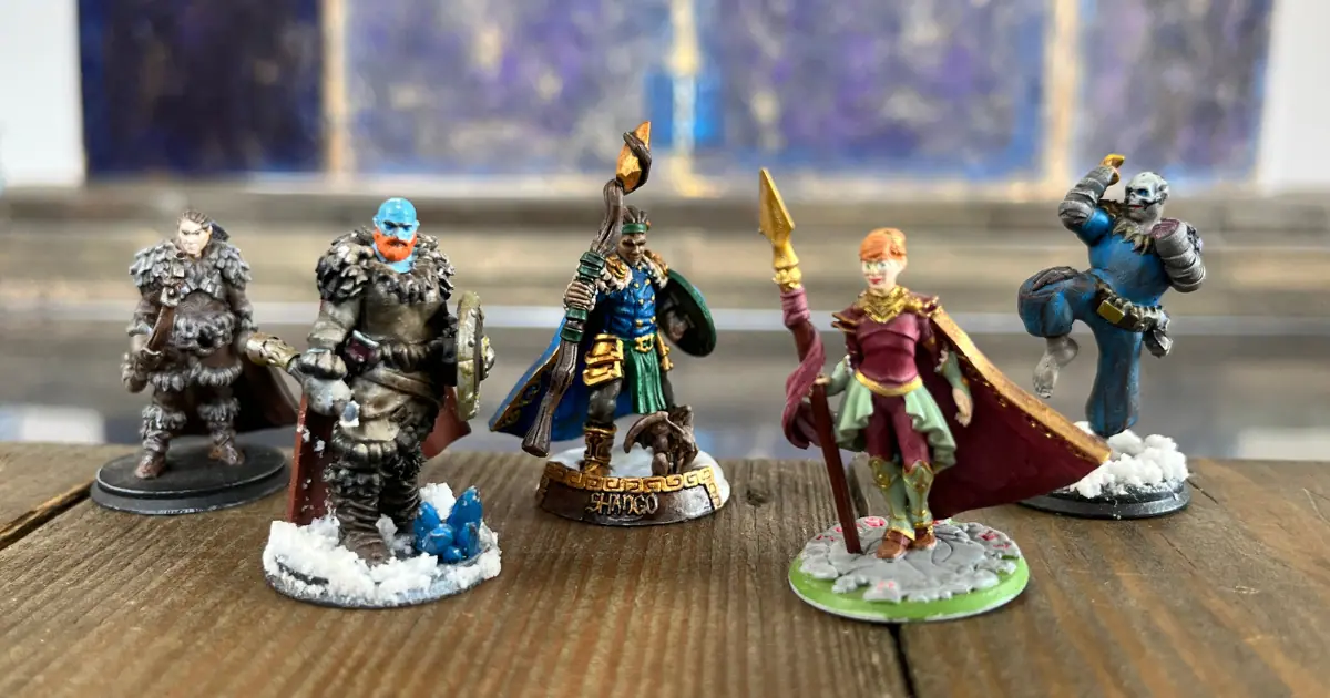 Resin printed and painted minis from a TTRPG campaign