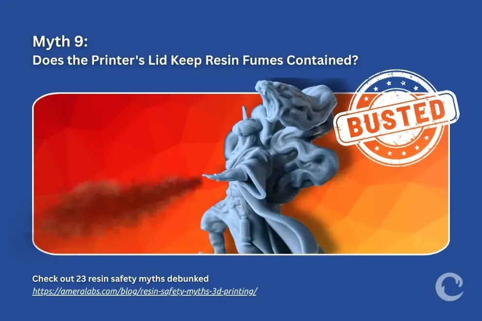 The printer lid does not protect you. It leaks during printing and concentrates fumes for release when opened. Ventilate the room and wear your respirator the entire time the printer is running.