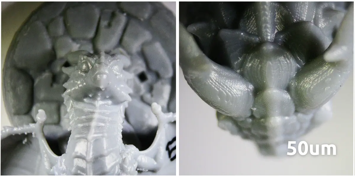 a miniature printed at 50μm layer height.
