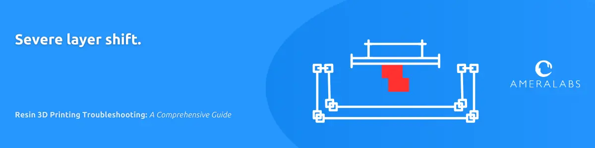Resin 3D Printing Troubleshooting: Severe layer shift. There was a mechanical issue, and the printer did not keep proper alignment between the resin tray, model, and the build plate.