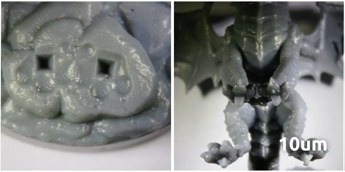 a miniature printed at 10μm layer height.