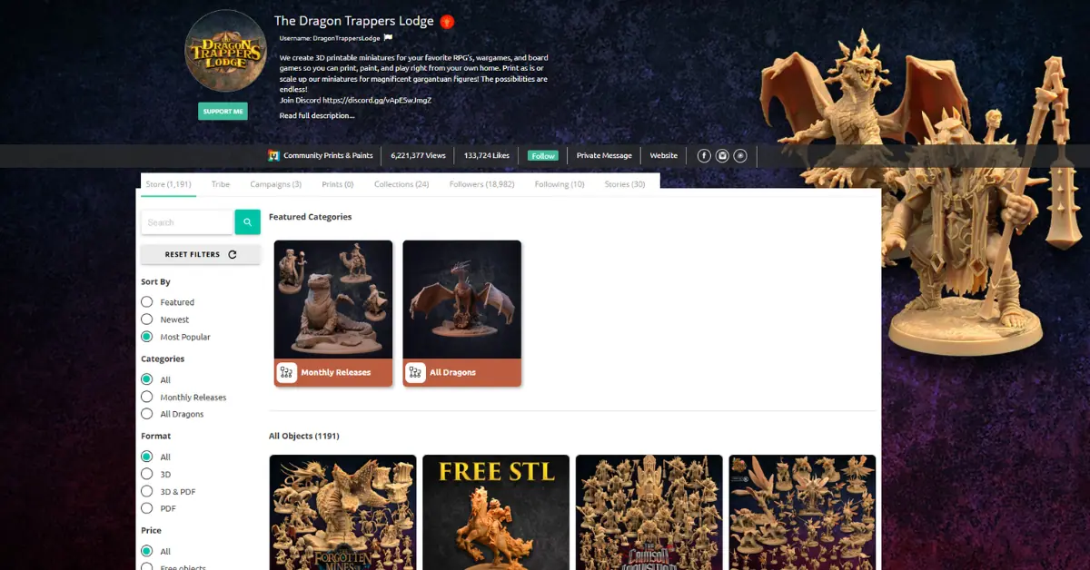 Dragon Trappers Lodge MMF page