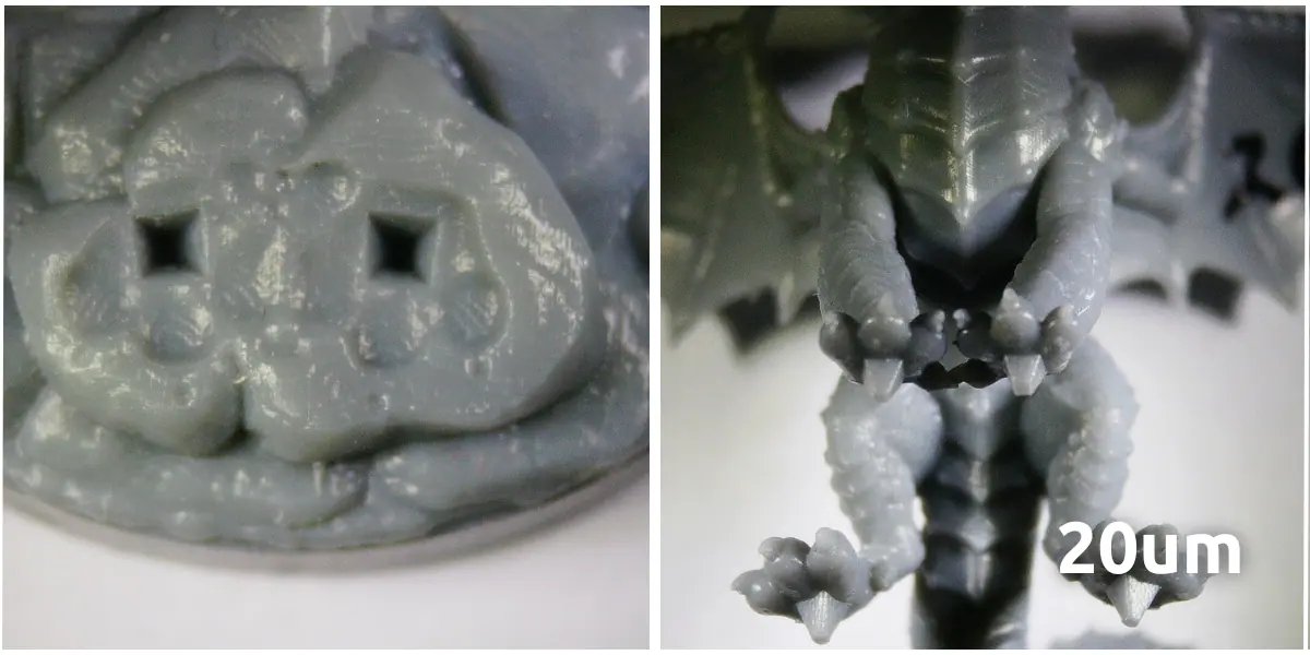 a miniature printed at 20μm layer height.