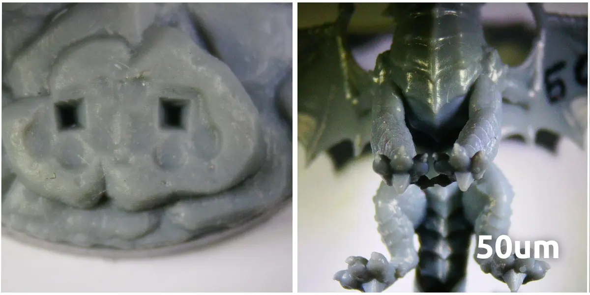 a miniature printed at 50μm layer height.