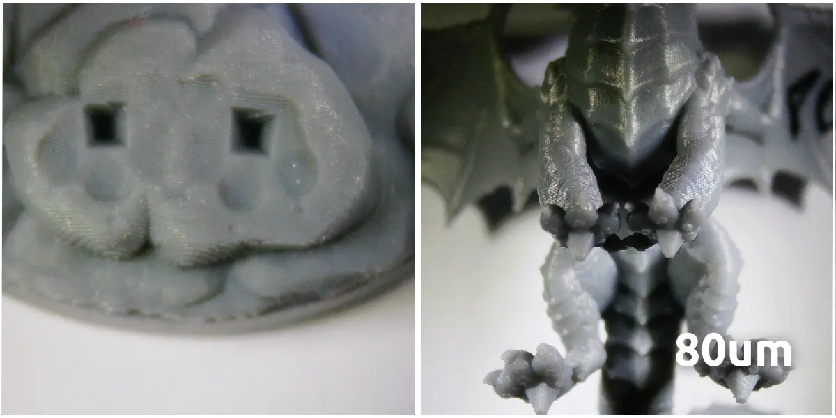 A closeup photo of a miniature printed at 80μm layer height.
