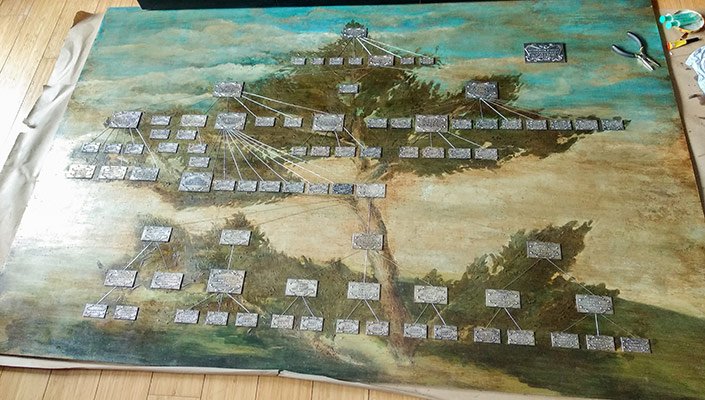 AmeraLabs electroplating metal plated resin 3D prints family tree painting 4