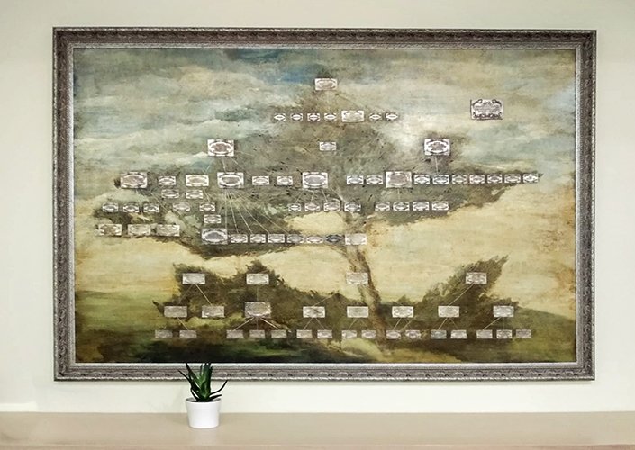 AmeraLabs electroplating metal plated resin 3D prints family tree painting final result